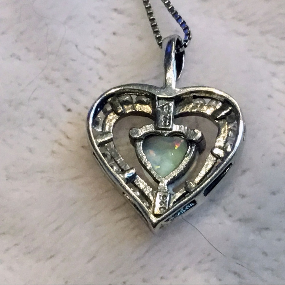 925 Italy BSI 18” Chain & 925 Cubic Zirconia Heart Pendant - Picture 4 of 6